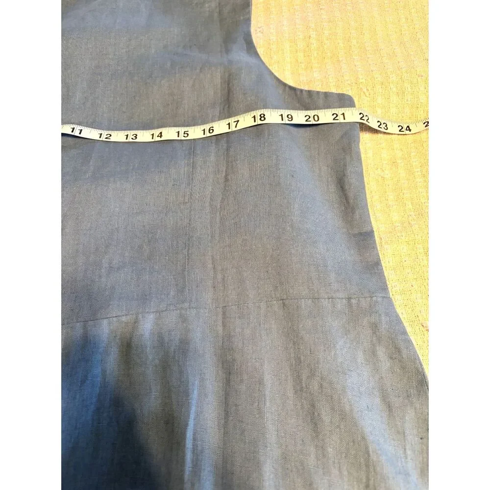 J.Jill Love Linen Blue Sleeveless Dress Size L 100% Linen Shift Midi Casual - Picture 6 of 8